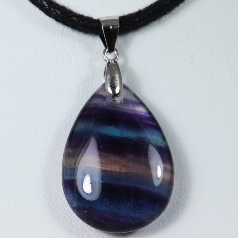 Pendentif Argent - Fluorite arc-en-ciel