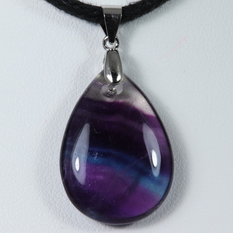 Pendentif Argent - Fluorite arc-en-ciel