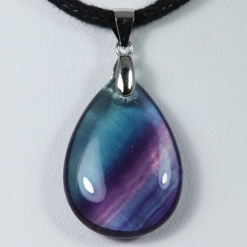 Pendentif Argent - Fluorite arc-en-ciel