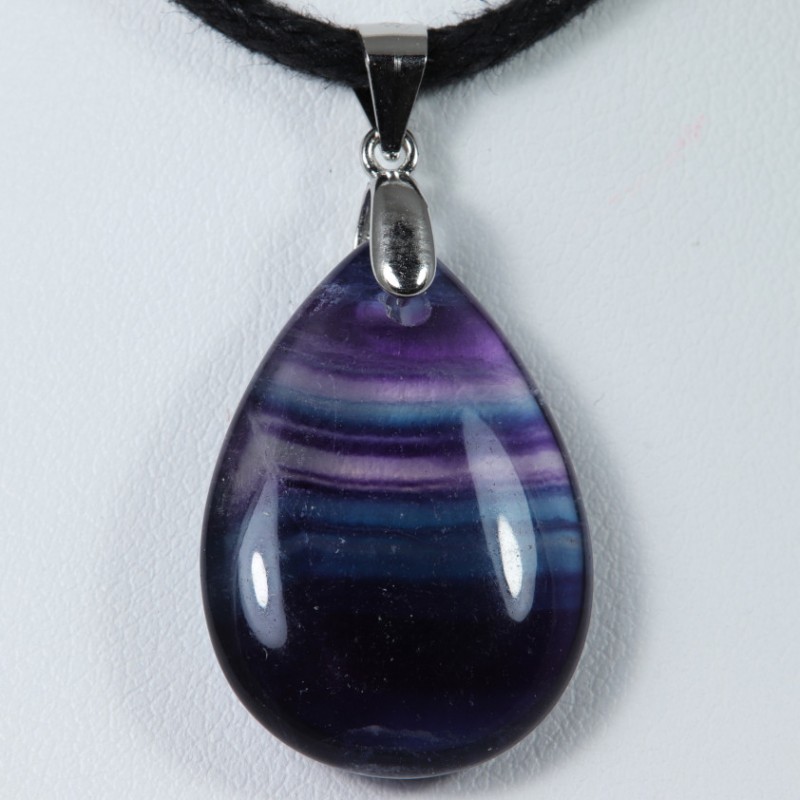 Pendentif Argent - Fluorite arc-en-ciel