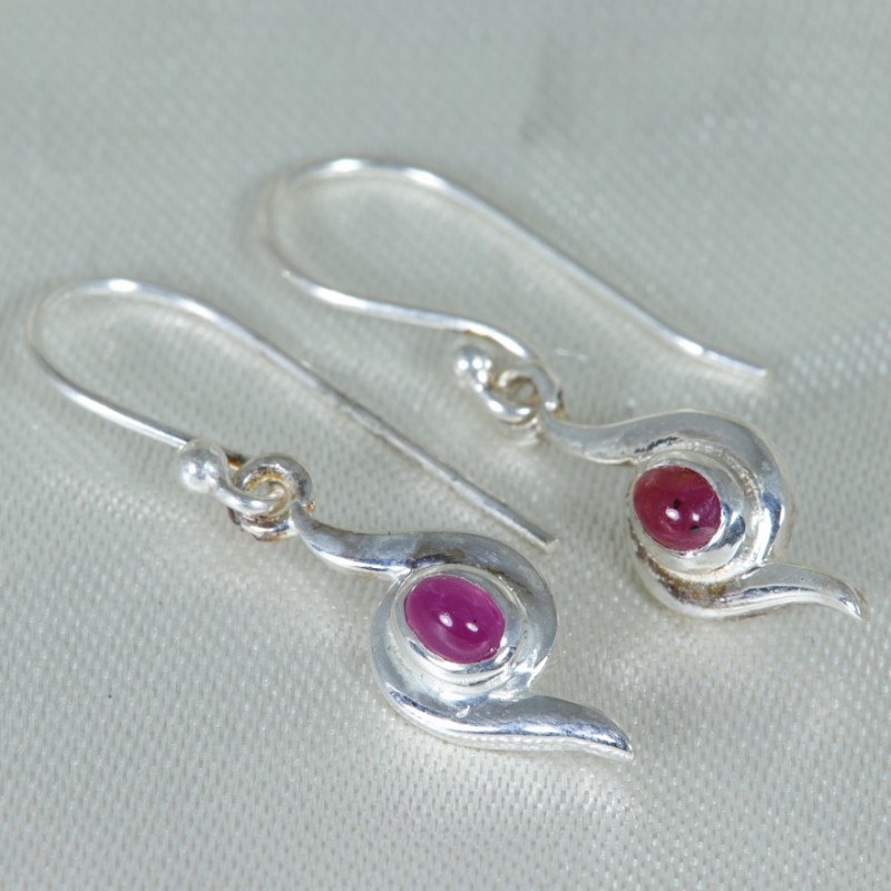 Boucles d'oreilles argent - Rubis