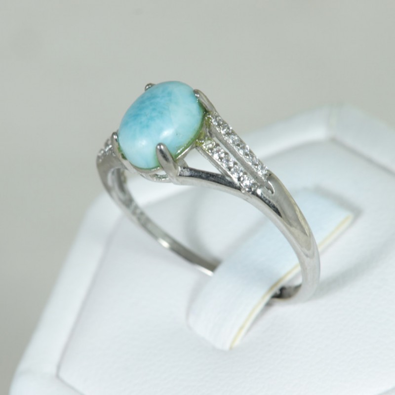 Larimar serti argent - Taille réglable