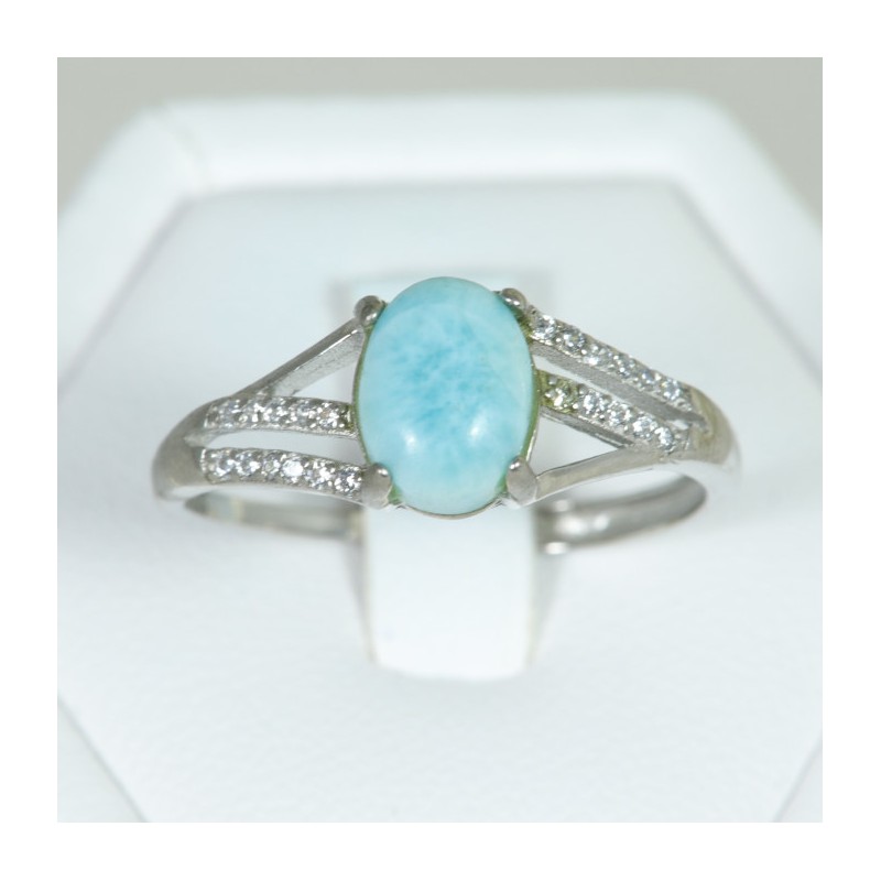 Larimar serti argent - Taille réglable