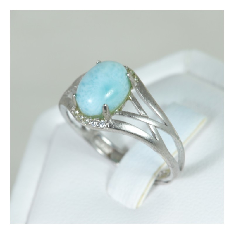 Larimar serti argent - Taille réglable