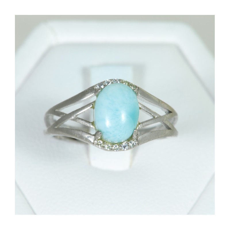 Larimar serti argent - Taille réglable