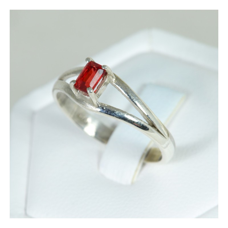 Bague en argent Spinelle Rouge - Taille 56