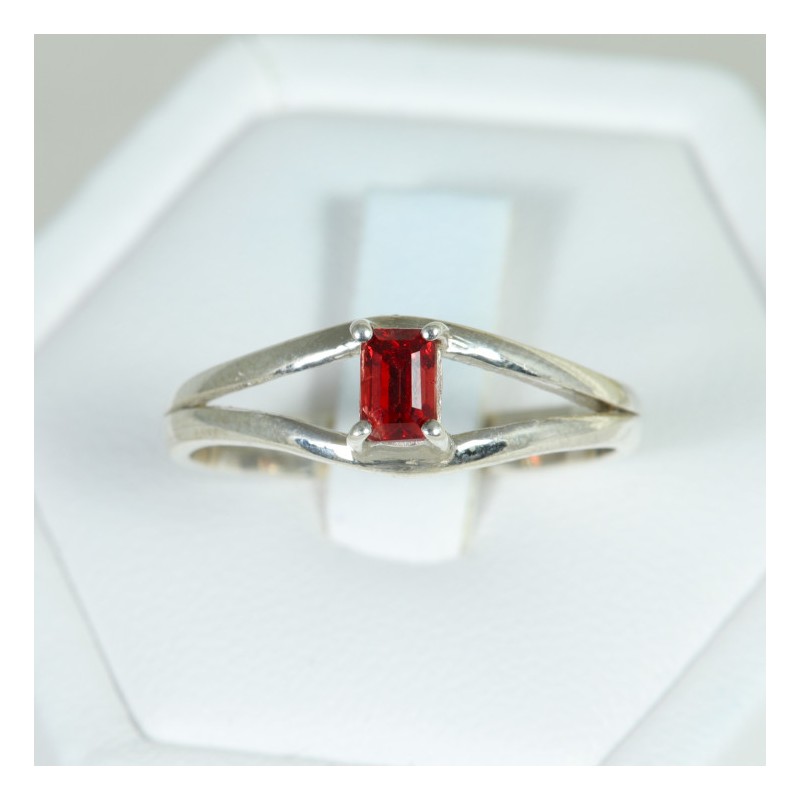 Bague en argent Spinelle Rouge - Taille 56