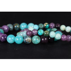 Bracelet - Lépidolite, Amazonite et Chrysocolle