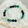 Bracelet - Obsidienne Noire, Malachite et Prehnite