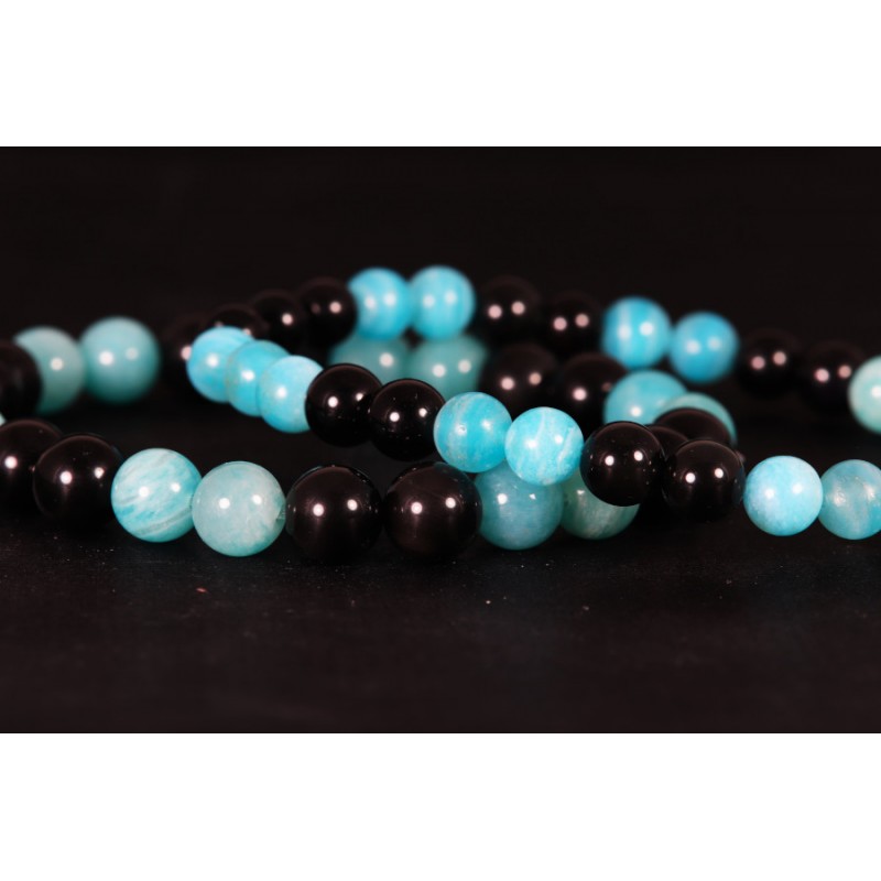 Bracelet - Amazonite et Obsidienne Œil Céleste