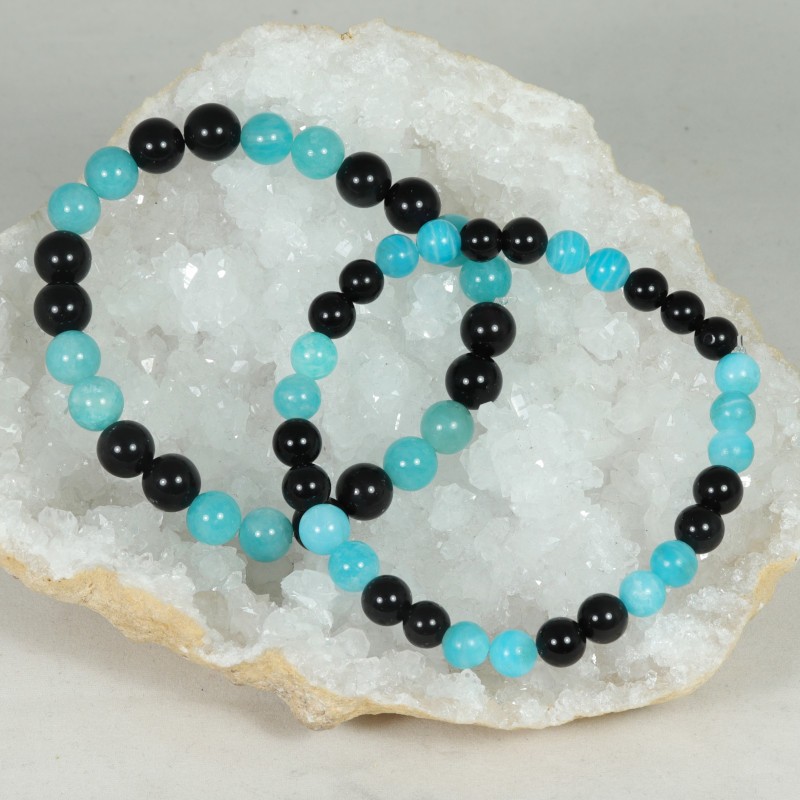 Bracelet - Amazonite et Obsidienne Œil Céleste