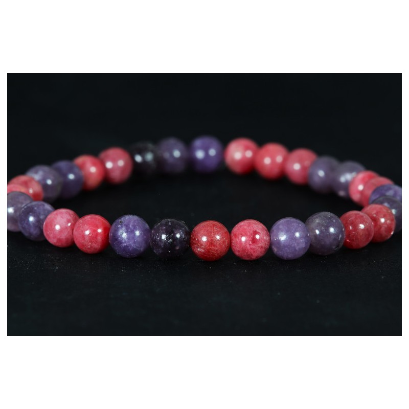 Bracelet - Rhodonite Framboise et Lépidolite