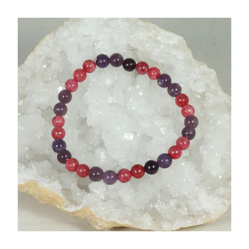 Bracelet - Rhodonite Framboise et Lépidolite