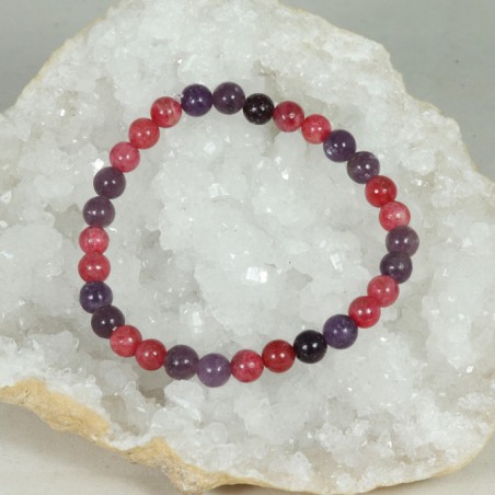 Bracelet - Rhodonite Framboise et Lépidolite