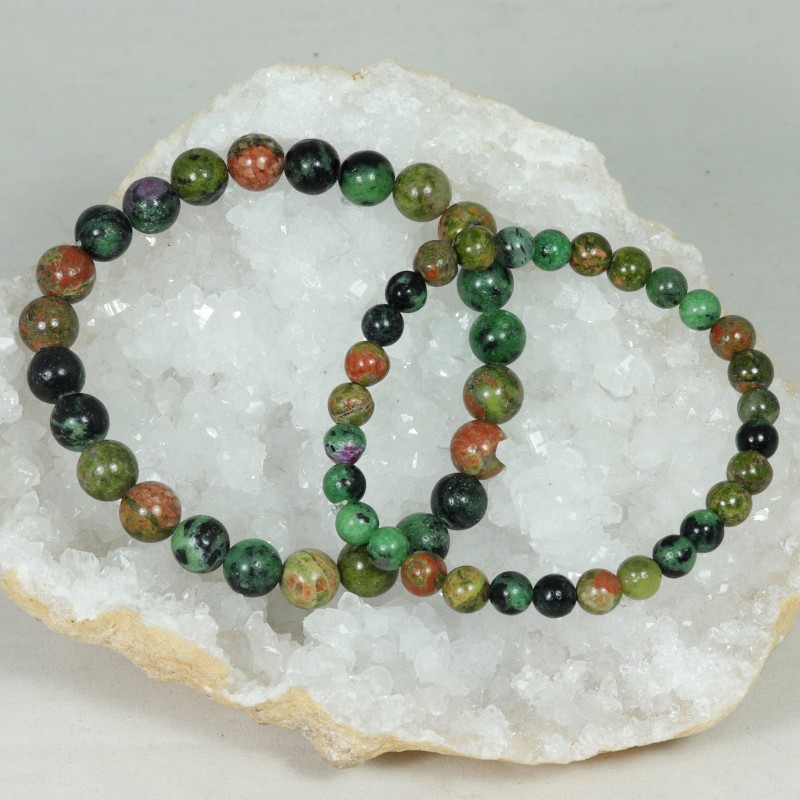 Bracelet - Unakite et Zoïsite à Rubis