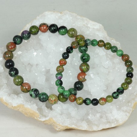 Bracelet - Unakite et Zoïsite à Rubis