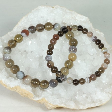 Bracelet - Quartz Fumé et Agate du Botswana