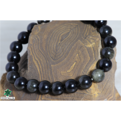 Bracelet pierres naturelles Obsidienne dorée 