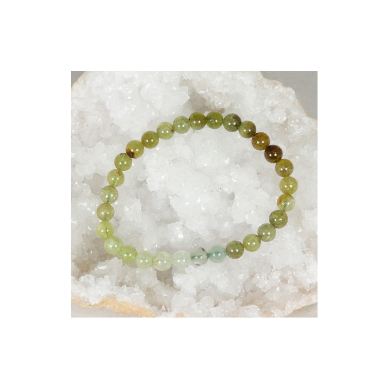 Bracelet Grenat vert et Prehnite