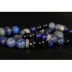 Bracelet - Migraines (Après en acier, Lapis Lazuli, Œil de Faucon, Aventurine Bleue)