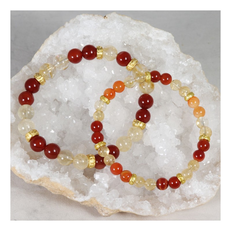 Bracelet Acier - Douleurs abdominales (Citrine et Cornaline)