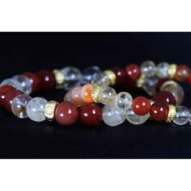 Bracelet Acier - Douleurs abdominales (Citrine et Cornaline)