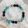 Bracelet Acier - Anti-inflammatoire (Obsidienne Noire, Malachite et Prehnite)