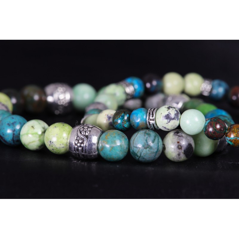 Bracelet Acier - Douleurs (Chrysocolle et Chrysoprase)