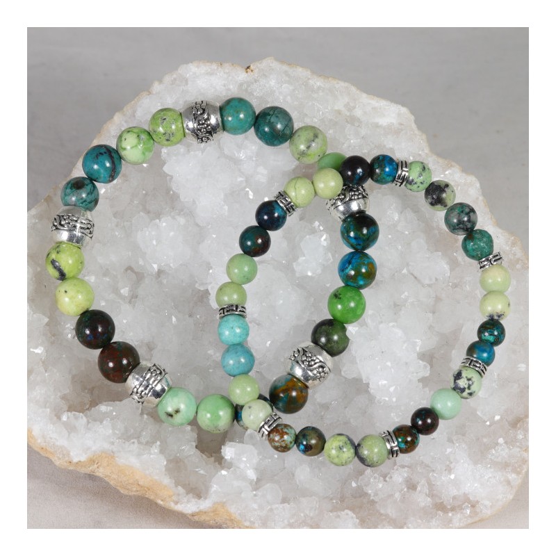 Bracelet Acier - Douleurs (Chrysocolle et Chrysoprase)