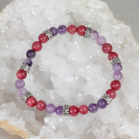 Bracelet - Calme et Détente (Rhodonite Framboise et Lépidolite)