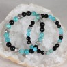 Bracelet Acier - Peurs et Angoisses (Amazonite et Obsidienne Œil Céleste)