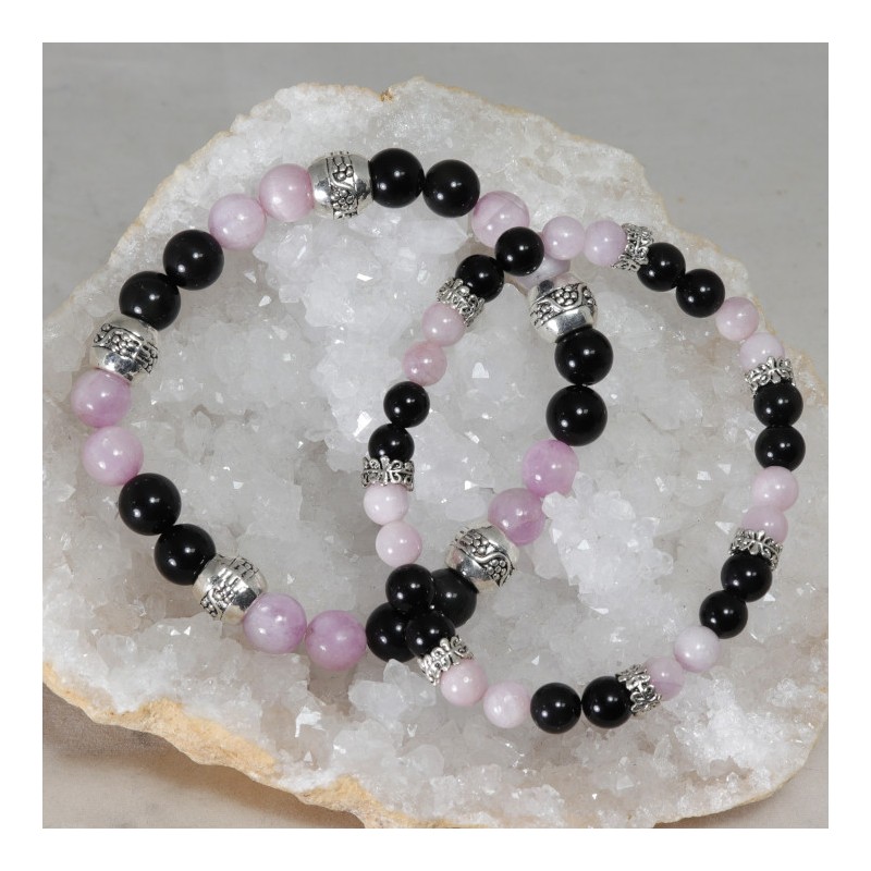 Bracelet Acier - Protection très Puissante (Obsidienne Œil Céleste et Kunzite)