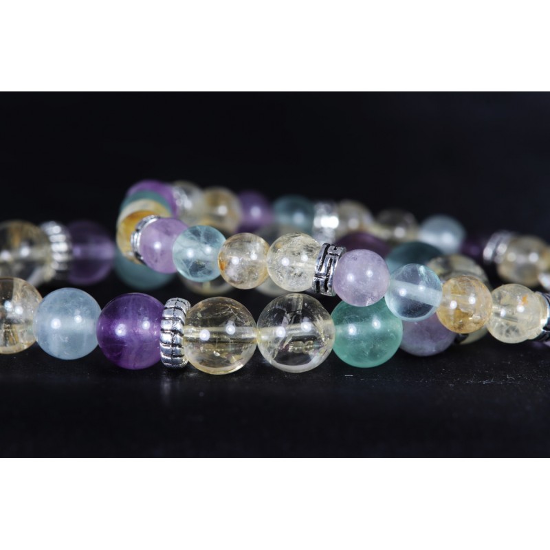 Bracelet Acier - Concentration et Mémoire (Fluorite et Citrine)