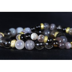 Bracelet Acier - Volonté et Dépendances (Quartz Fumé et Agate du Botswana)