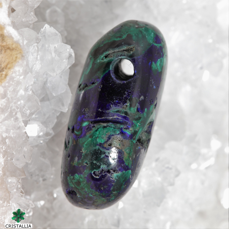 Pendentif pierre percée Azurite malachite