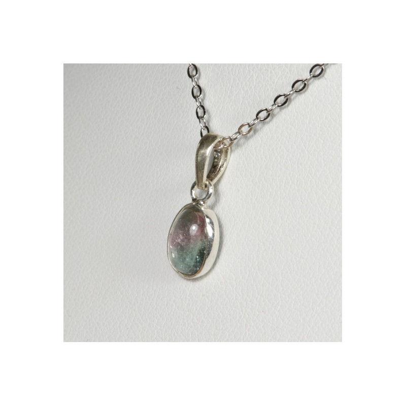 Pendentif Tourmaline Rose et Bleue - Argent 925