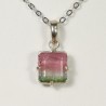 Pendentif Tourmaline Rose et Verte - Argent 925