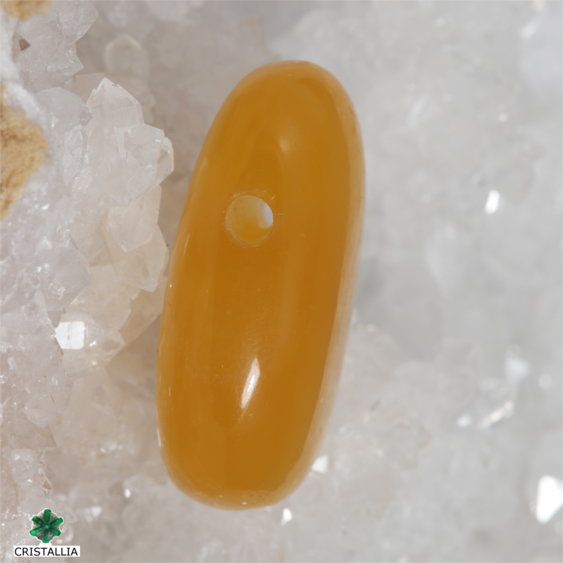 Pendentif pierre percée Calcite orange