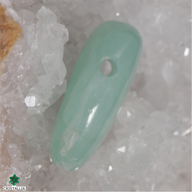 Pendentif pierre percée Calcite verte