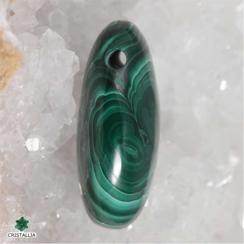 Pendentif pierre percée Malachite