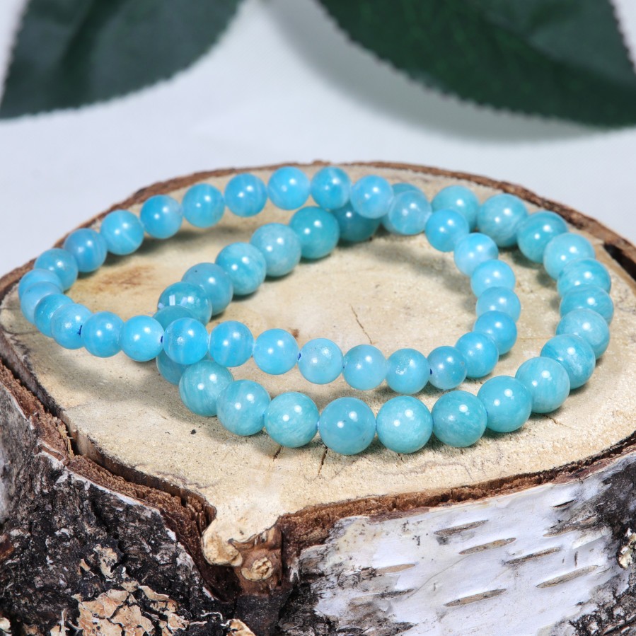 Bracelet Amazonite Et Perles Naturelles Sur Fil Acier - Longueur 17-18 Cm