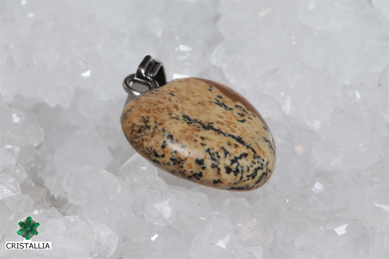 Pendentif Cœur En Jaspe Paysage Lithothérapie - Bijou Pierre Naturelle Cadeau Noël O&co Sans Marque